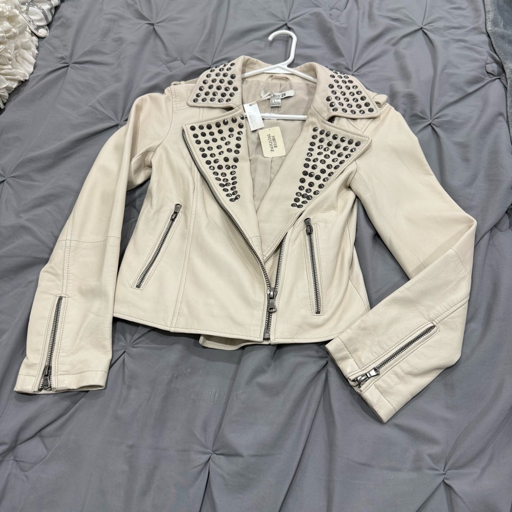 NWT Genuine leather moto studded leather jacket- Size Small